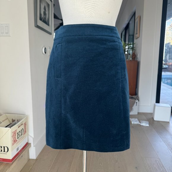 Ann Taylor Teal Velvet A-line Mini Skirt Petite 2 - Picture 2 of 14
